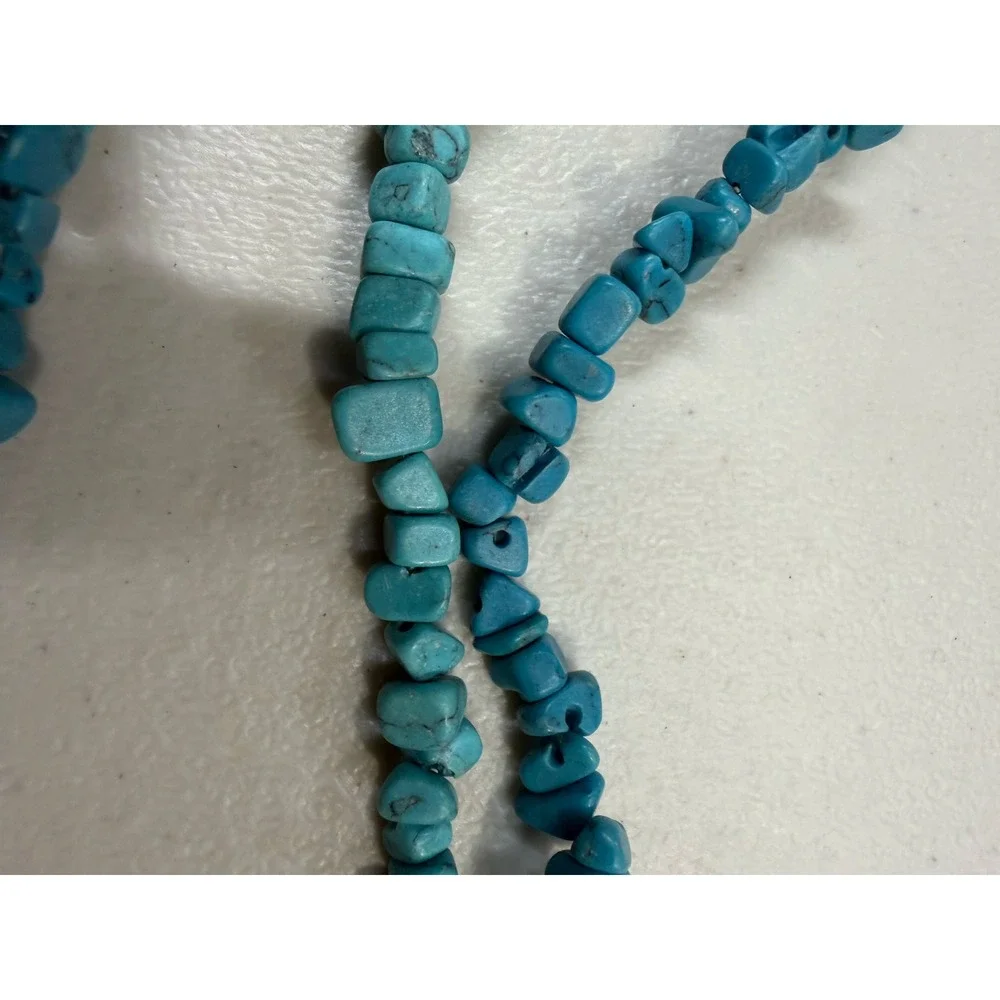Natural Turquoise Nugget Bead Strand Blue Teal Tumbled Stone 32 Inch